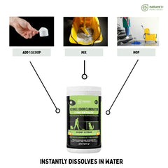 Mop solution prepared with Nature's Pure Edge to tackle pet odors on floors.