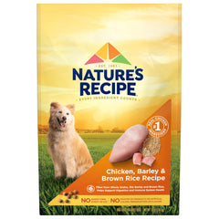 Nature's Recipe chicken-barley-brown-rice dry dog food bag front view for adult dogs