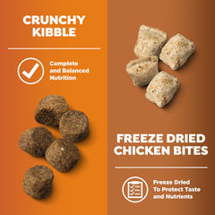 Nature's Recipe freeze-dried chicken bites with kibble highlights texture and taste.