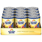 Nature's Recipe grain-free beef wet dog food, 12-pack cans, ideal for sensitive tummies
