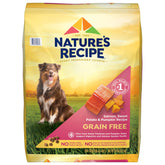 Nature's Recipe grain-free dry dog food salmon 34lb bag highlighting quality protein for active dogs