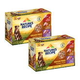 Nature's Recipe grain-free variety pack with three savory-flavored cups for dogs.