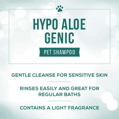 Nature's Specialties hypoallergenic aloe dog shampoo rinse highlights thorough cleaning and shine