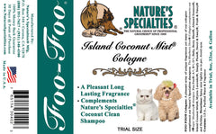 Nature's Specialties Island Coconut Mist pet fragrance spray, ideal for finishing grooming sessions.