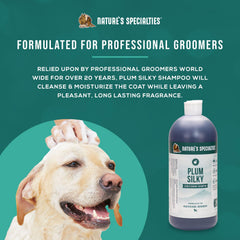 Nature's Specialties Plum Silky conditioner application on coat for softness