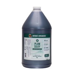 Nature's Specialties Plum Silky shampoo bottle for easy professional grooming.