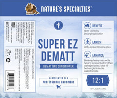 Applying Nature's Specialties Super EZ DeMatt to a dry matted coat.