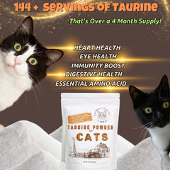 Natures Vitality Farms Taurine powder mixed into kitty mealtime