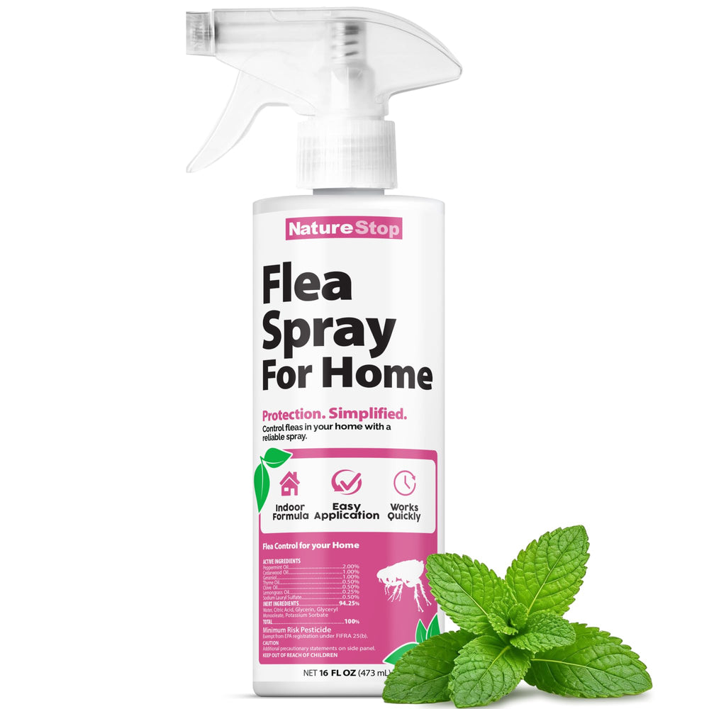 NatureStop Flea Spray bottle pour for easy indoor application on surfaces
