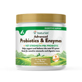 NaturVet advanced probiotics jar front showing premium blend for sensitive stomachs