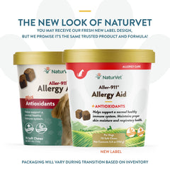 NaturVet Aller-911 bottle top highlights flavor and dosing guidance.