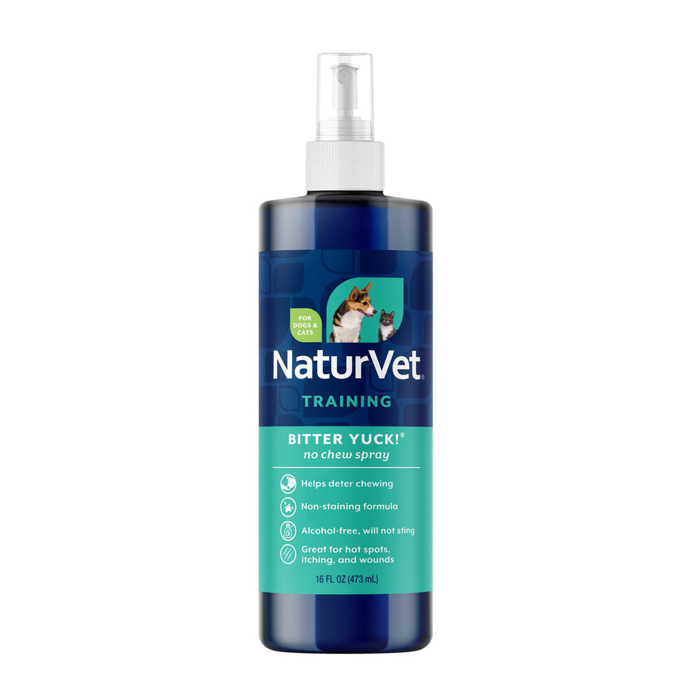 NaturVet Bitter Yuck spray bottle used to deter pet chewing effectively.