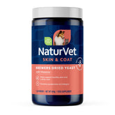 NaturVet Brewers Dried Yeast with garlic powder sprinkled over a pet meal for nutrition