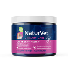 NaturVet Cranberry Relief Plus Echinacea bottle pour for easy pet dosing.