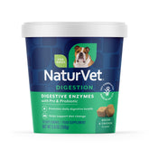 NaturVet Digestive Enzymes soft chews bottle, convenient 70-count for daily digestion support.