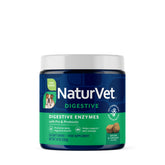 NaturVet Digestive Enzymes soft chews bottle supports digestion in dogs and cats.