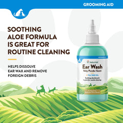 NaturVet ear wash tea tree oil closeup showing soothing formula.