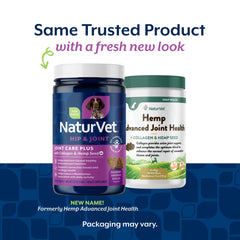 NaturVet hemp seed formula showing glucosamine and chondroitin for mobility.
