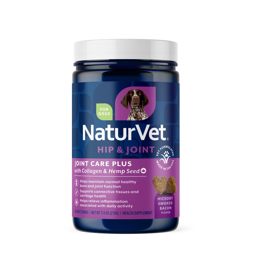 NaturVet Hemp Advanced Joint Health soft chews bottle for dog joint support.