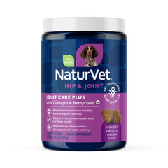 NaturVet Hemp Advanced Joint Health soft chews bottle shown for dog mobility support