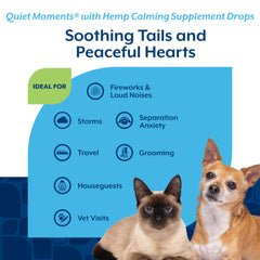 NaturVet Hemp Quiet Moments Drops dog and cat dosing for calmer moments.