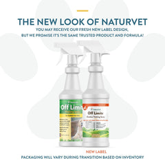 NaturVet Off Limits spray applied to furniture to deter chewing.