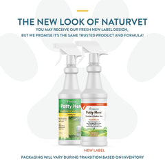 NaturVet Potty Here spray application demonstrates easy training cue usage.