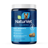 NaturVet Quiet Moments dog chews jar for calm travel and storms.
