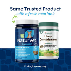 NaturVet Quiet Moments bottle label highlights hemp blend and vet formulation