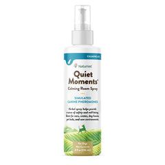 NaturVet Quiet Moments spray bottle for dogs with a calming herbal scent.