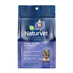 NaturVet Scoopables coprophagia bottle label deterring stool eating.