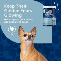 NaturVet Senior Advanced 5-in-1 ingredients show ginkgo biloba for cognitive and eye support.