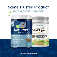 NaturVet Senior Advanced 5-in-1 soft chews closeup highlighting texture and flavor for dogs.