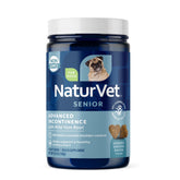 NaturVet Senior Advanced Incontinence bottle with label, supports bladder health and normal urination.