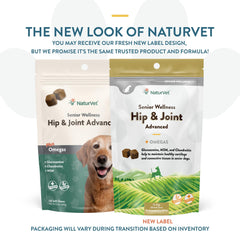 NaturVet Senior Wellness hip joint soft chews close-up highlighting chewy texture loved by dogs.