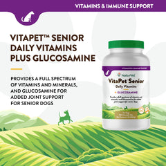 NaturVet VitaPet Senior label detail showing full-spectrum vitamins and minerals.