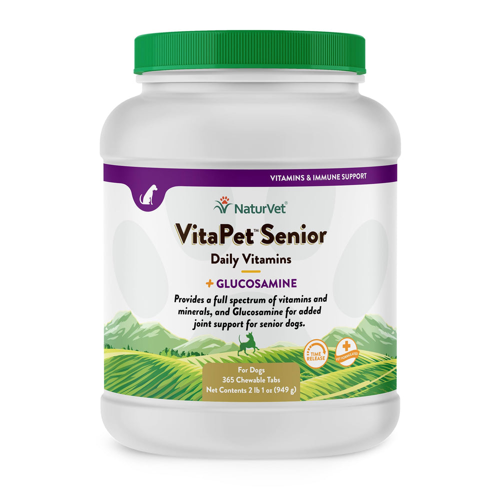 NaturVet VitaPet Senior Daily Tablets front view for easy daily dosing and joint support