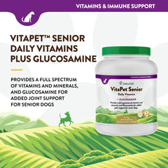 NaturVet VitaPet Senior Daily Tablets label showing full-spectrum vitamins