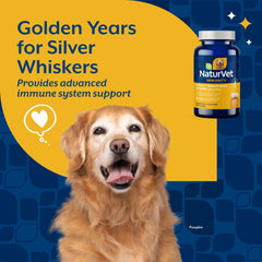 NaturVet VitaPet Senior glucosamine ingredient label close-up indicating joint support.