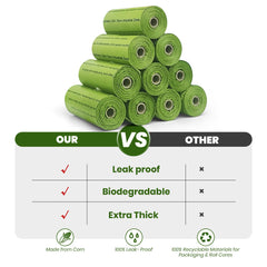Natuural biodegradable bags made from cornstarch for eco friendly cleanup.