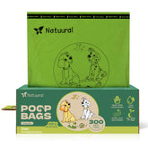 Natuural compostable dog poop bags roll for easy dispensing and waste containment.
