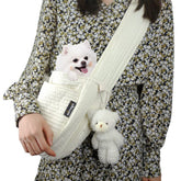NATUYA small dog carrier sling front view for hands-free outings.