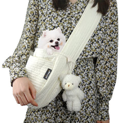 NATUYA small dog carrier sling front view for hands-free outings.