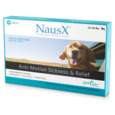 NausX motion sickness tablets bottle for dogs supports comfortable travel