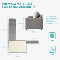 Navaris arm-rest wrap securing mat around sofa legs