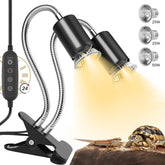 NBIIUYIGE dual-head heat lamp front view with adjustable UVB lighting for reptiles