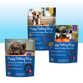 N-Bone Puppy Teething Rings pack shot, showcasing three-flavor variety for teething chews.