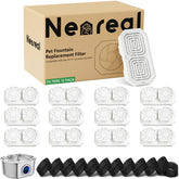 Neareal 12-pack replacement filters for the 3.2L fountain improve water cleanliness for pets.