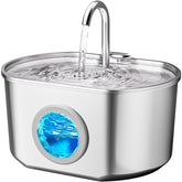 Neareal Cat Fountain shows water level window for easy monitoring.