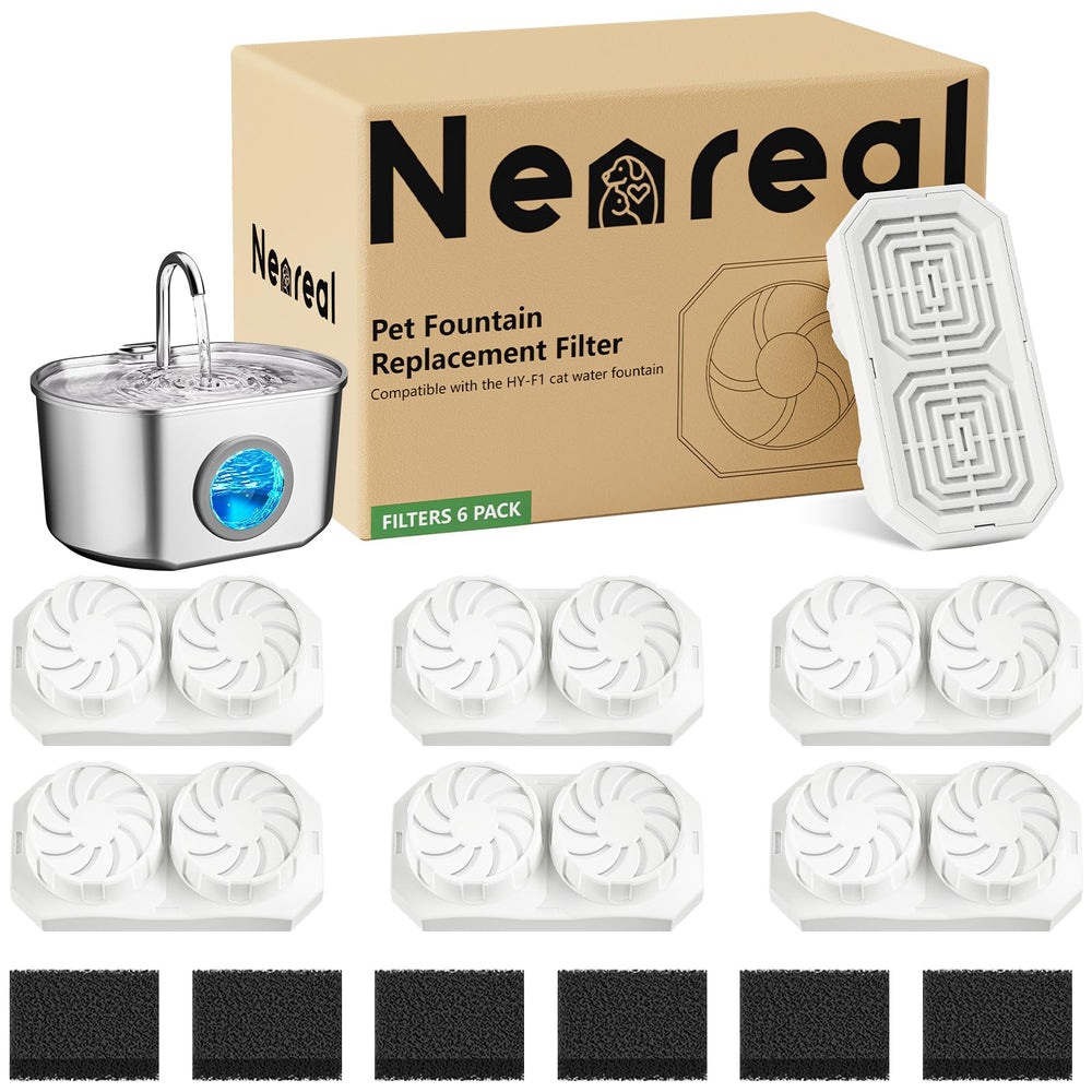 Neareal cat fountain filters pack 6 ensures clean hydration for pets.